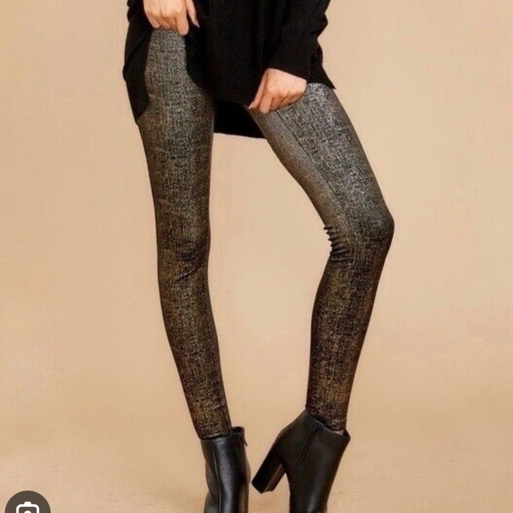SPANX Black and Gold Leggings